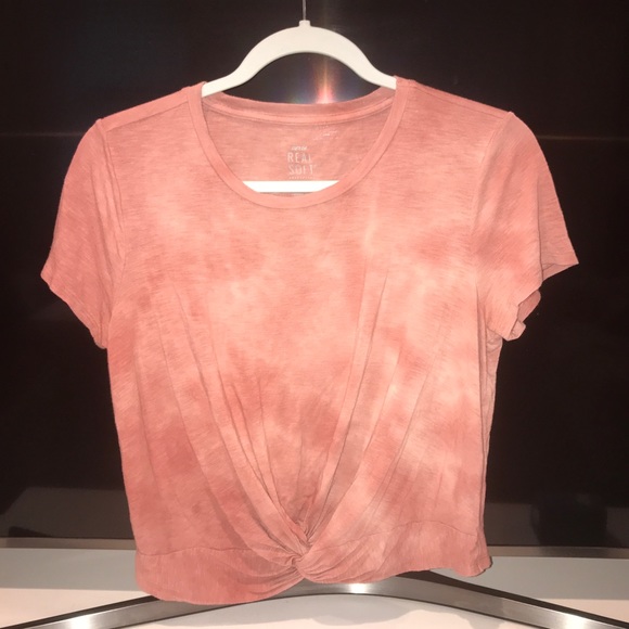 aerie Tops - Aerie Crop Tee With Twist Front Size M
